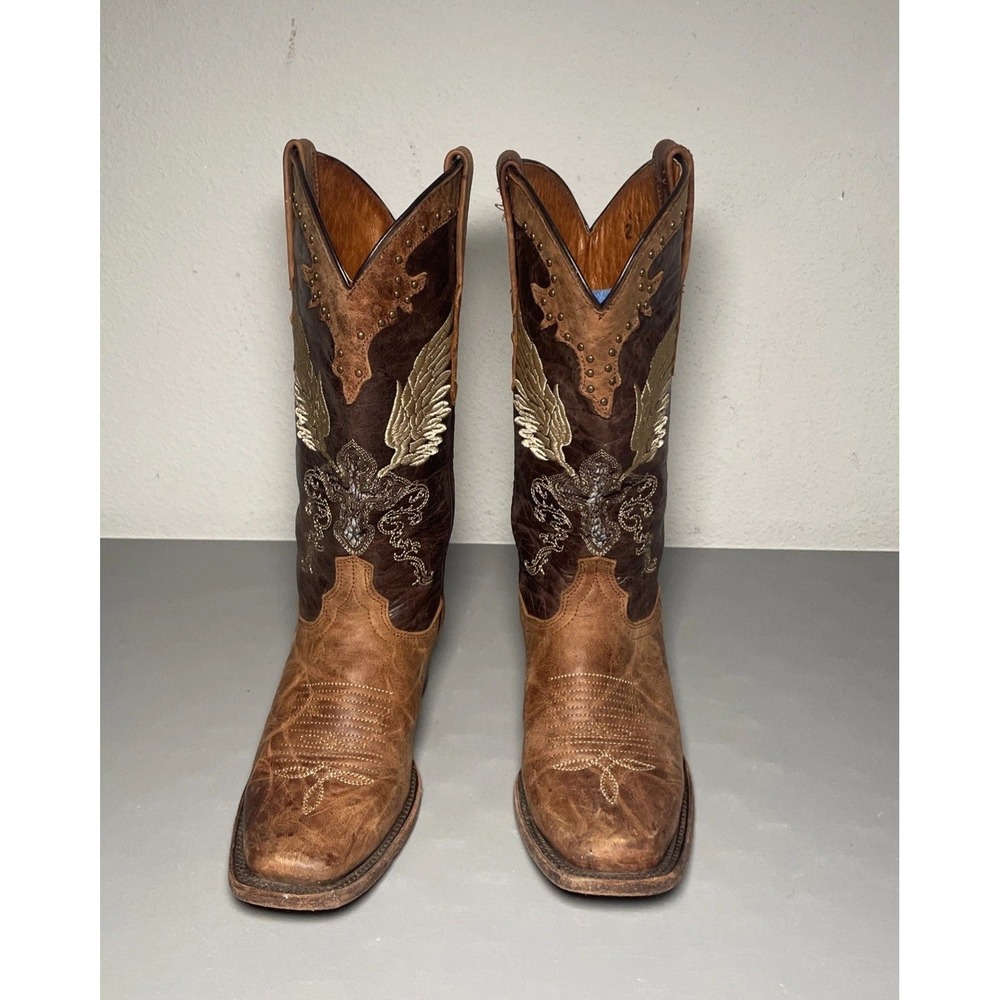 Golden Guns Western Studded Boots Wing And Cross Rodeo Square Toe Women's 7